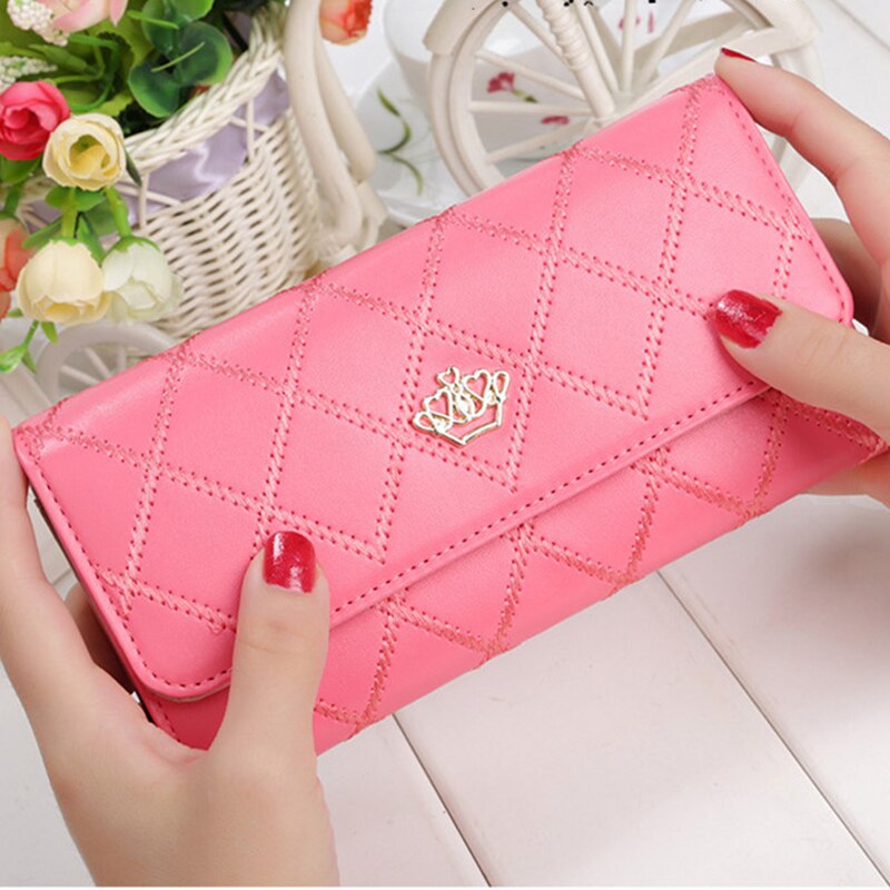 Womens Wallets and Purses Plaid PU Leather Long Wallet Hasp Phone Bag Money Coin Pocket Card Holder Female Wallets Purse