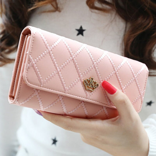 Womens Wallets and Purses Plaid PU Leather Long Wallet Hasp Phone Bag Money Coin Pocket Card Holder Female Wallets Purse