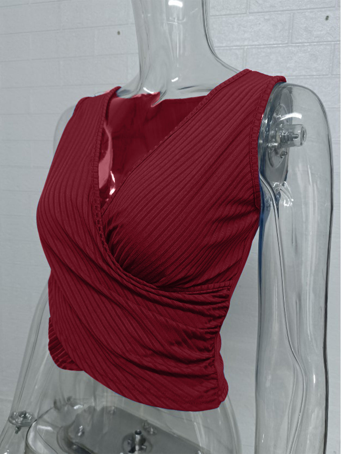 Full Size Ruched Surplice Tank