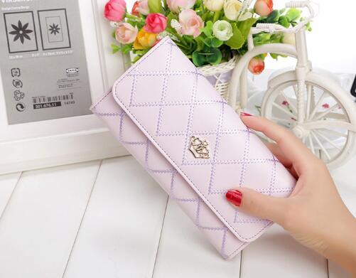 Womens Wallets and Purses Plaid PU Leather Long Wallet Hasp Phone Bag Money Coin Pocket Card Holder Female Wallets Purse