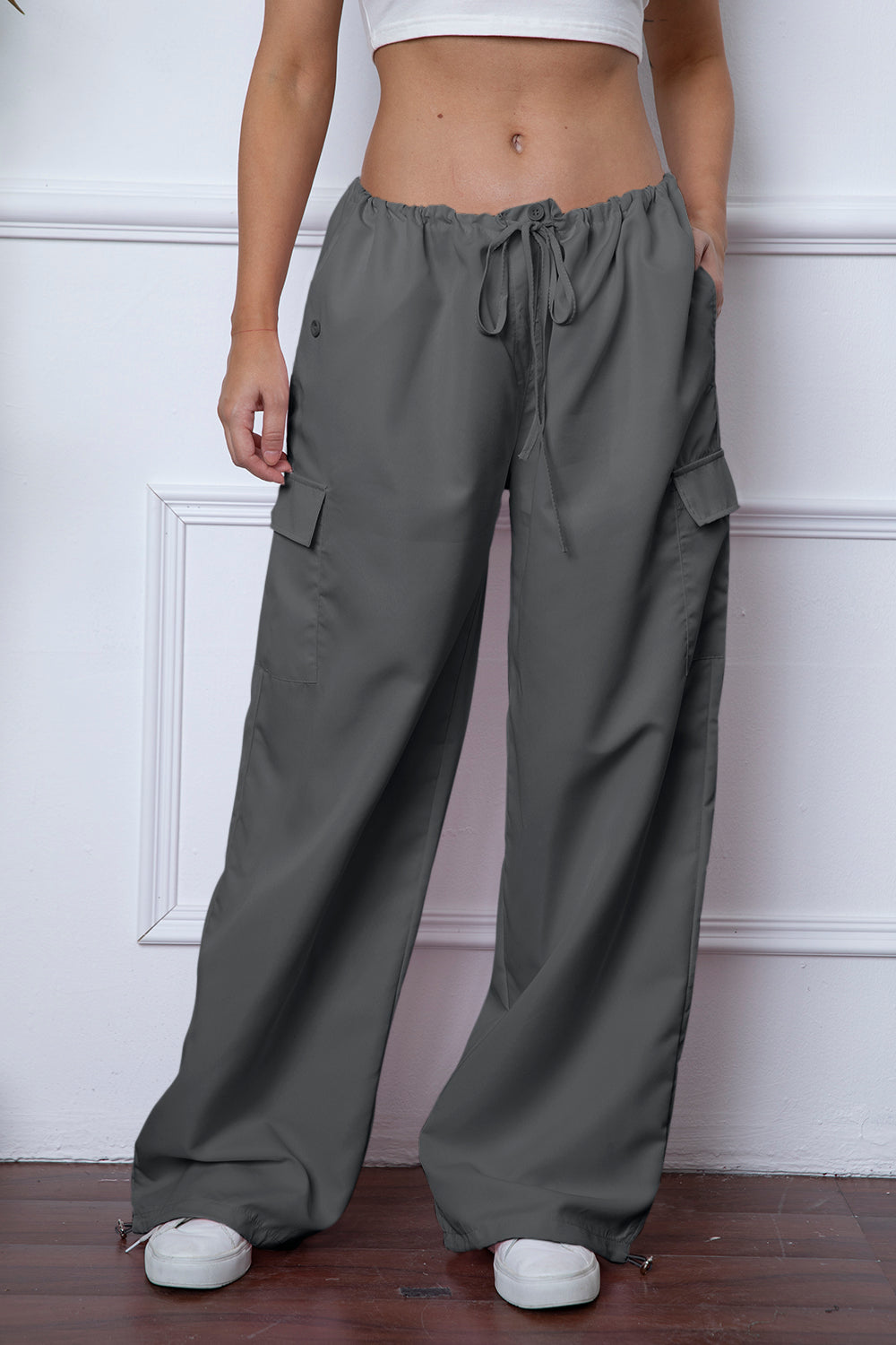 Drawstring Waist Pants with Pockets