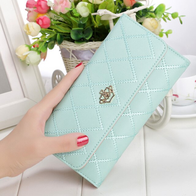 Womens Wallets and Purses Plaid PU Leather Long Wallet Hasp Phone Bag Money Coin Pocket Card Holder Female Wallets Purse