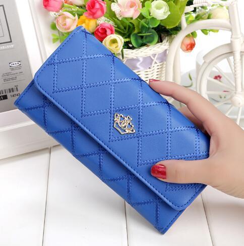 Womens Wallets and Purses Plaid PU Leather Long Wallet Hasp Phone Bag Money Coin Pocket Card Holder Female Wallets Purse