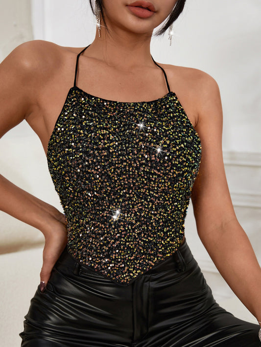 Sequin Halter Neck Cami